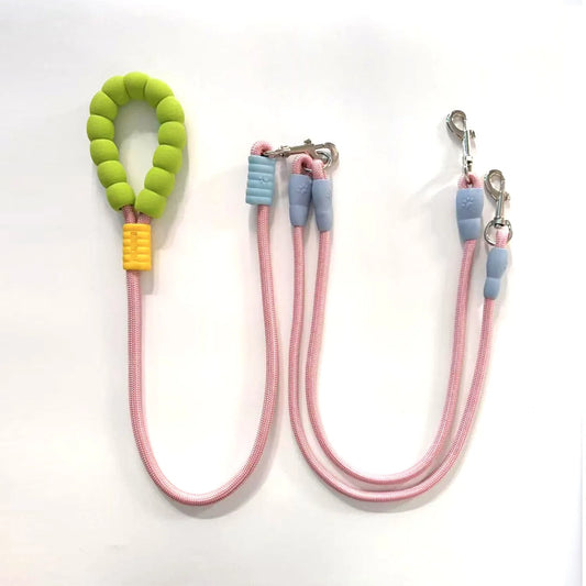 Double Dog Leash with Bungee - Dopamine Color Anti-Pull Dual Pet Lead for Two Dogs, Outdoor Pet Leash for Small Medium Dogs