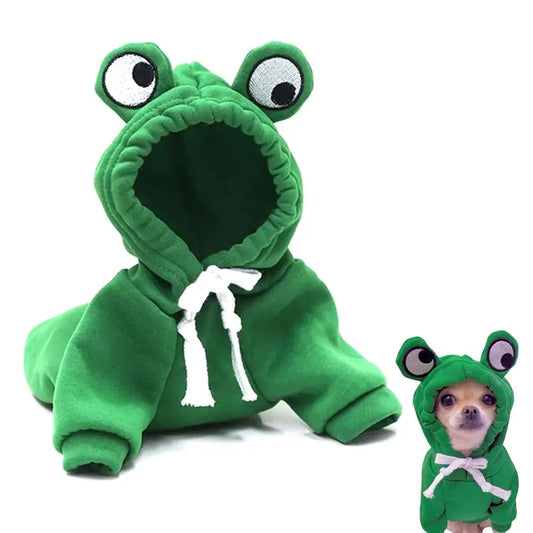 1PC Green Frog Design Dog Hoodie | Cute Cozy Stylish Pet Sweater for Small & Medium Dogs